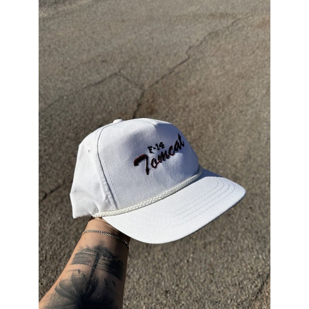 Vintage Gunfighters F-14 Tomcat Top Gun Rope Hat Adult OSFA White Embroidered